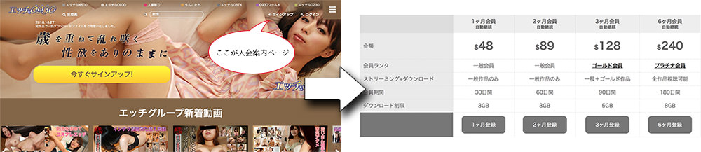 エッチな0930の入会の流れを図解します。