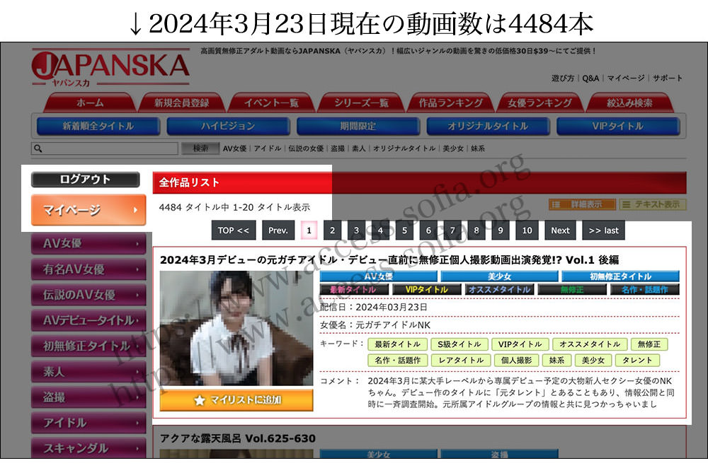 VIPでヤパンスカにログインした時の動画数