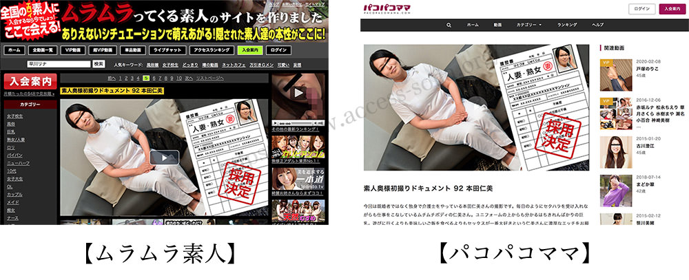 パコパコママと同じ動画を配信している動画を比較